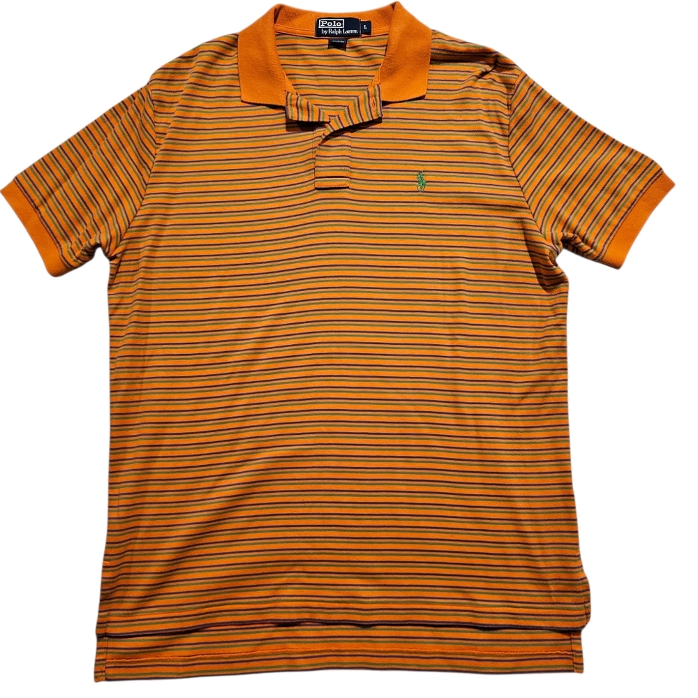 Polo by Ralph Lauren Men's Orange Striped Polo